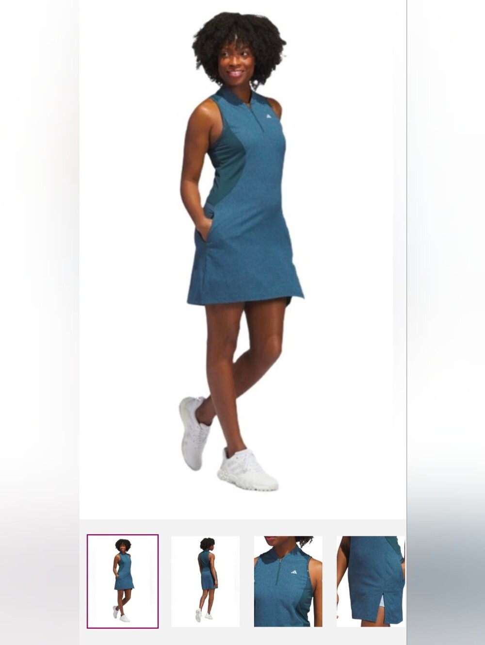 adidas Teal Sleeveless Tennis Dress, Small